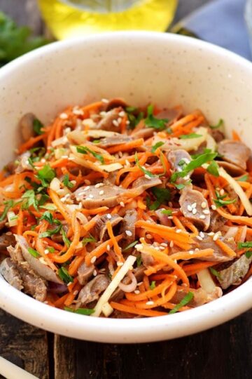 салат из куриных желудков по корейски